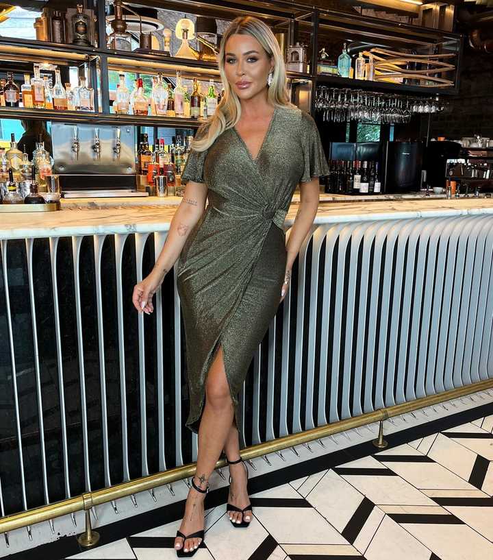 AX Paris Gold Sparkle Wrap Midi Dress | New Look