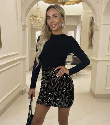 AX Paris Gold Sequin Skirt 2 In 1 Mini Dress