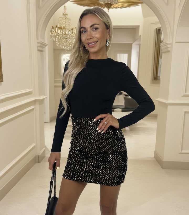 AX Paris Gold Sequin Skirt 2 In 1 Mini Dress