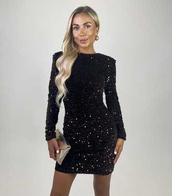 AX Paris Dark Brown Sequin Mini Dress