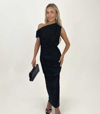 AX Paris Black Velvet Off The Shoulder Midi Dress