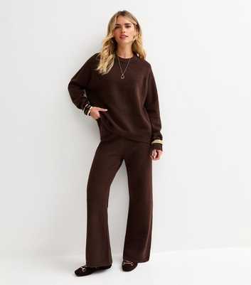 Petite Dark Brown Midweight Knit Trouser