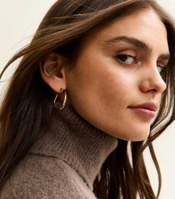 Gold Tone Twisted Hoop Earrings