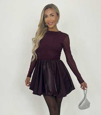 AX Paris Dark Purple 2 in 1 Bubble Hem Mini Dress