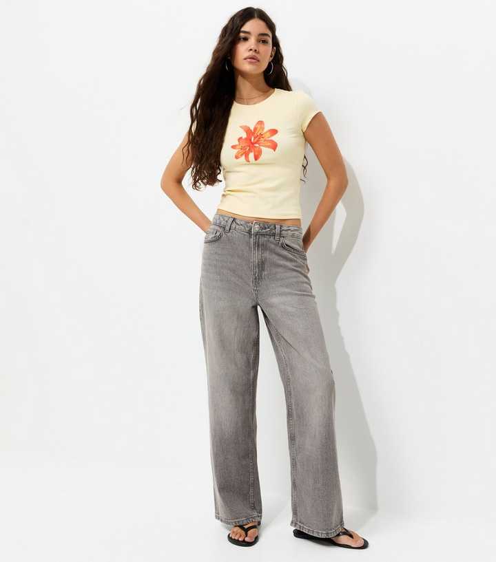 Light Grey Adalae Wide Leg Comfort Stretch Jeans