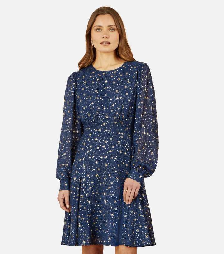 Yumi Navy Star Print Dress