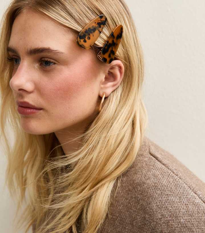 Pack of 2 Brown Leopard Print Hair Slides