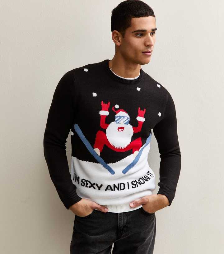Only & Sons Black Regular Santa Christmas Jumper