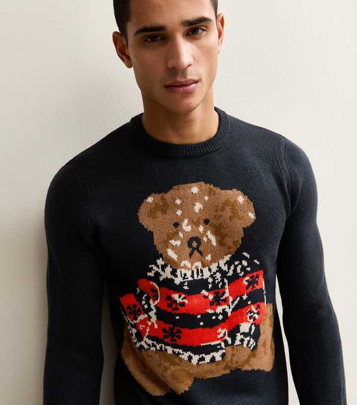Only & Sons Navy Regular Teddy Bear Jumper