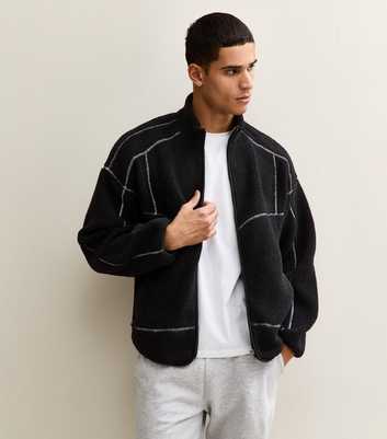 Only & Sons Black Fleece Zip Up Jacket