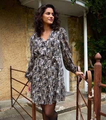 Blue Vanilla Black Belted Chiffon Mini Dress