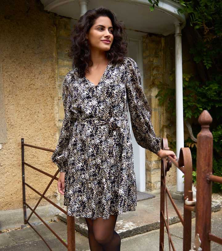 Blue Vanilla Black Belted Chiffon Mini Dress | New Look