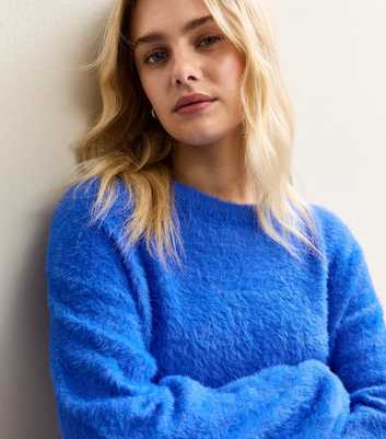 Sunshine Soul Bright Blue Fluffy Crew Neck Jumper
