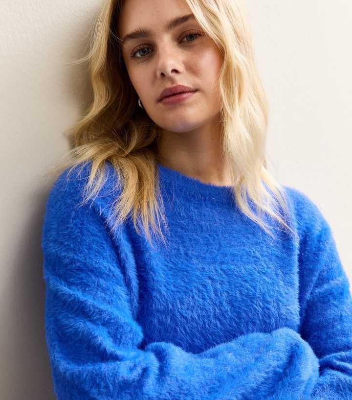 Sunshine Soul Bright Blue Fluffy Crew Neck Jumper