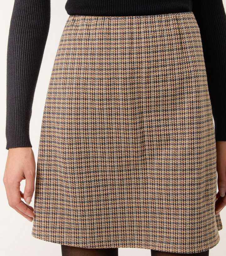 Blue Vanilla Brown Checked Mini Skirt