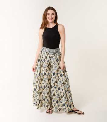 Blue Vanilla Blue Patterned Wide Leg Trousers