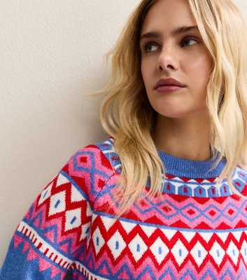 Sunshine Soul Mid Blue Fair Isle Pattern Jumper