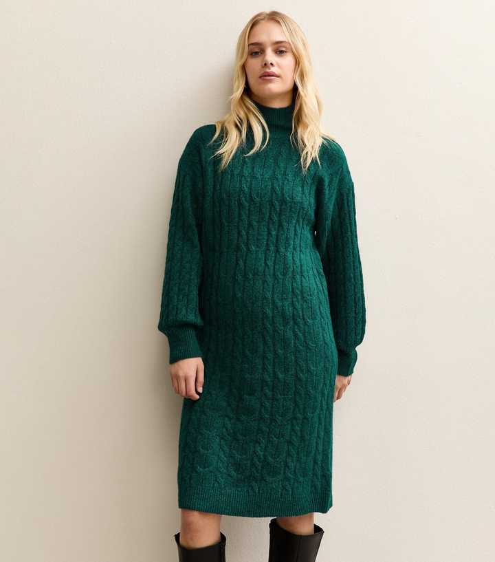Sunshine Soul Dark Green High Neck Jumper Dress