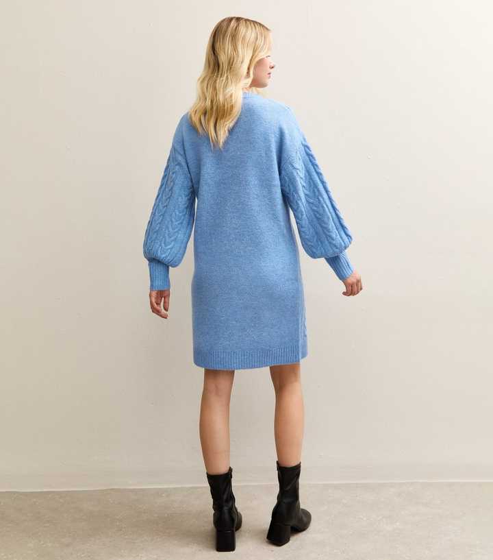 Sunshine Soul Mid Blue Cable Knit Jumper Dress | New Look Sunshine Soul Mid Blue Cable Knit Jumper Dress | New Look