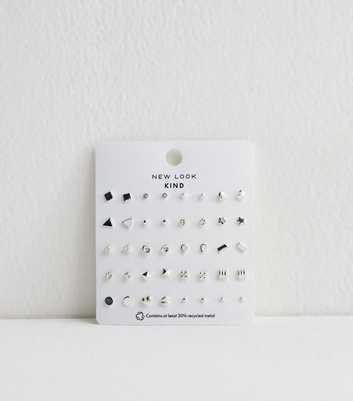 Pack of 20 Silver Tone Stud Earrings