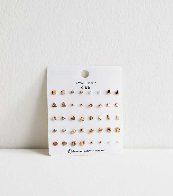 Pack of 20 Gold Tone Stud Earrings