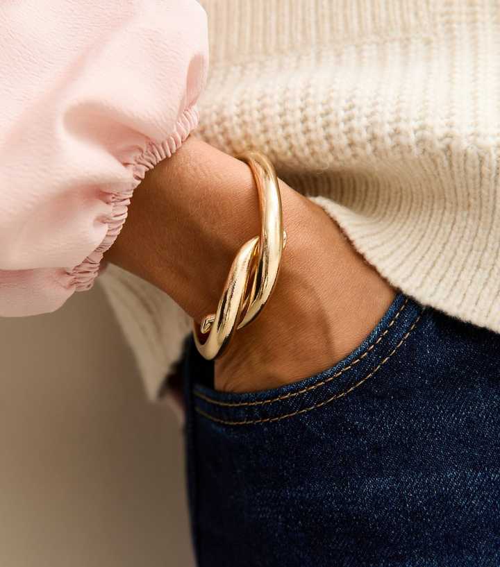 Gold Tone Sleek Wrap Bangle