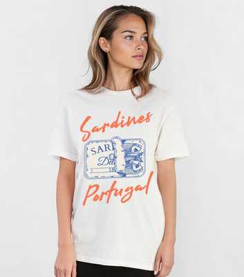 Brands In White Sardines Print T-Shirt 