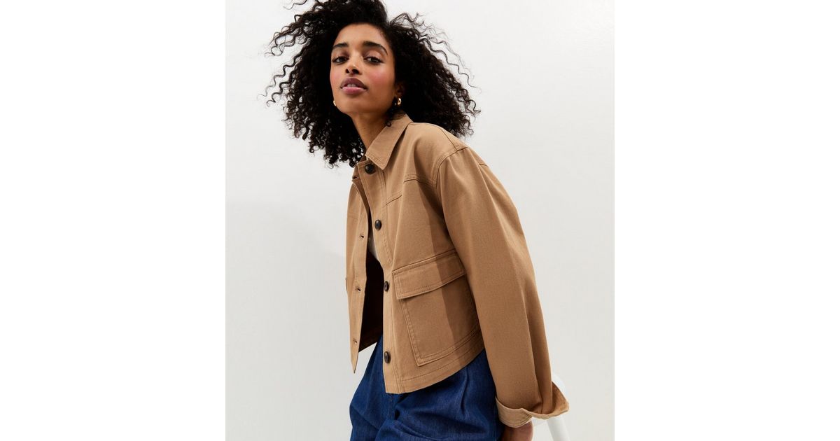 Tan Flap Pocket Cotton Shacket | New Look