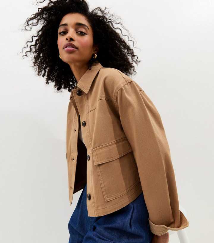 Tan Flap Pocket Cotton Shacket