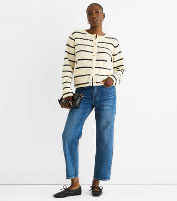 Gini London Cream Striped Cardigan
