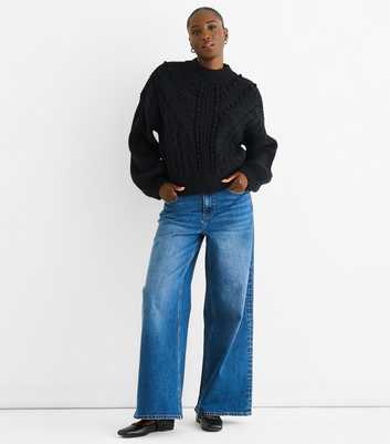 Gini London Black Textured Knit Jumper