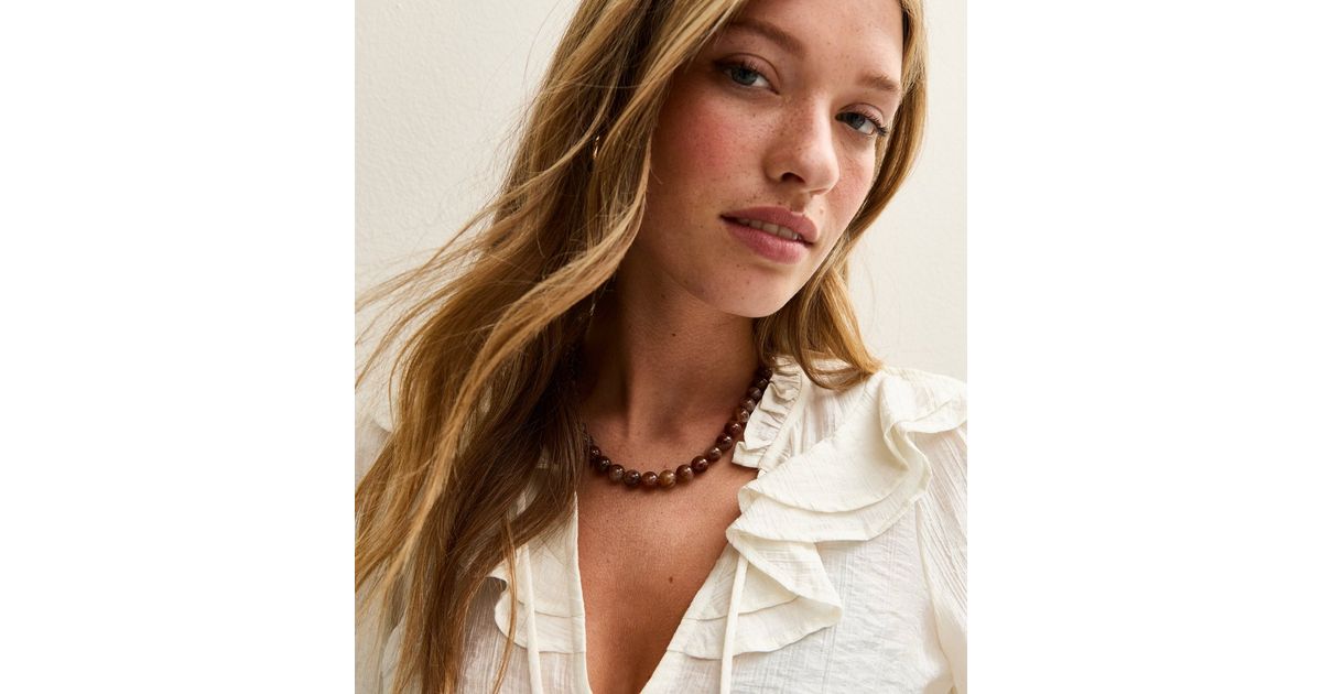 Brown Resin Bead Necklace | New Look