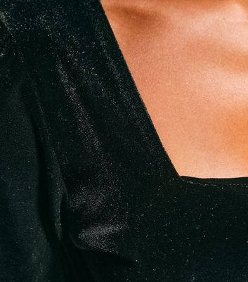 Black Velvet Square Neck Bodysuit | New Look