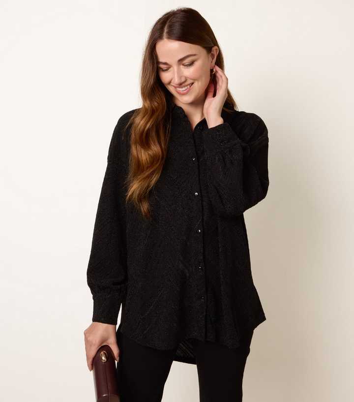 Blue Vanilla Black Sparkly Patterned Shirt