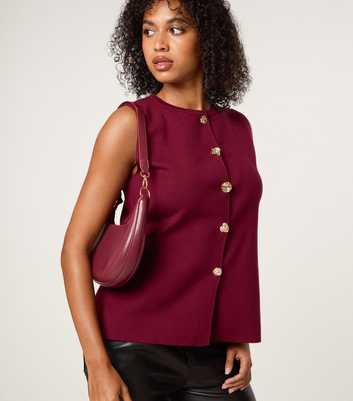 Blue Vanilla Light Burgundy Knitted Tailored Vest