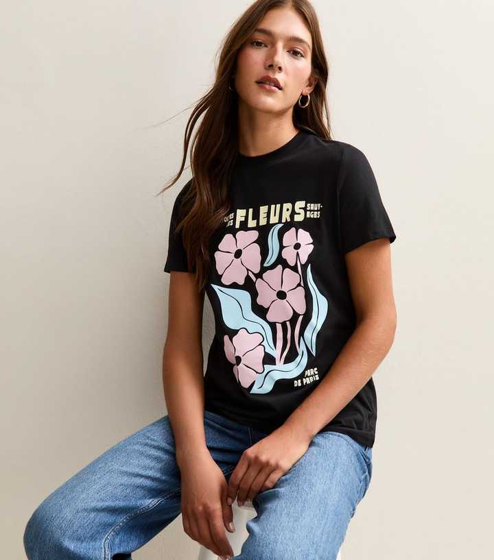 New Look FLOWER - T-shirt imprimé - tan/havane