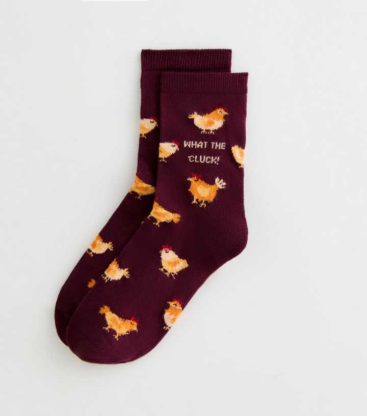Burgundy 'What The Cluck' Socks
