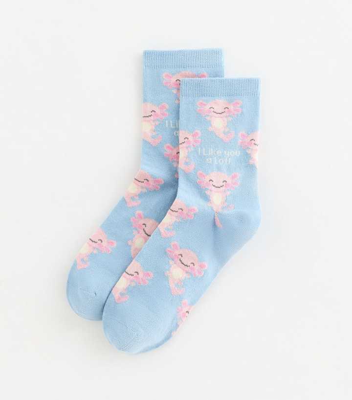 Blue 'I like you a lotl' Sock
