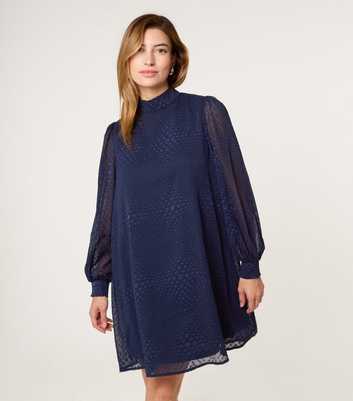 Blue Vanilla Navy High Neck Shift Dress