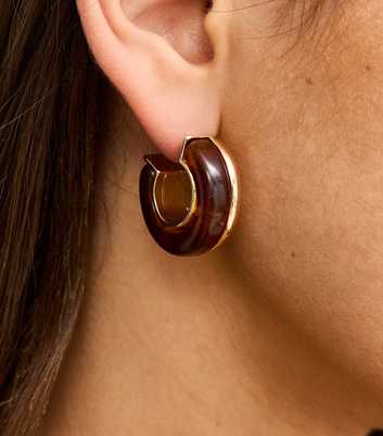Gold Tone Resin Chunky Hoop Earrings