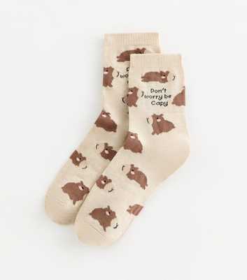 Oatmeal 'Dont Worry Be Cappy' Sock