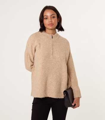 Blue Vanilla Brown Half Zip Jumper