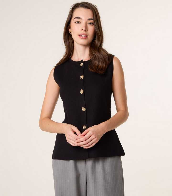 Blue Vanilla Black Knit Tailored Waistcoat