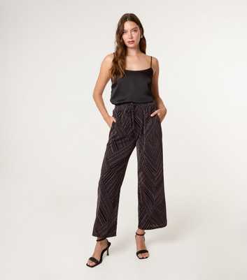 Blue Vanilla Bronze Metallic Patterned Trousers