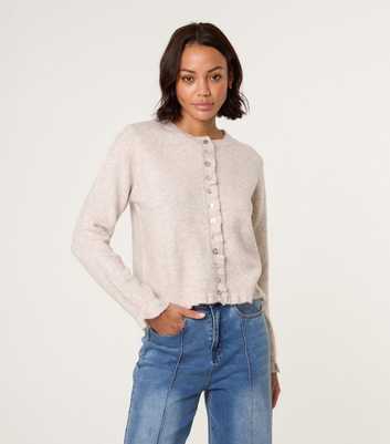 Blue Vanilla Stone Ruffle Trim Cardigan
