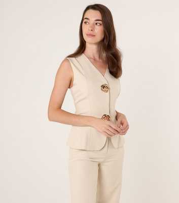 Blue Vanilla Oatmeal Rose Button Waistcoat