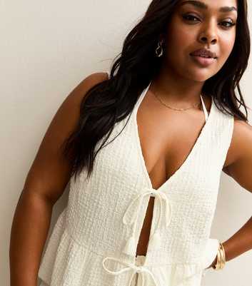 Curves Off White Textured Beach Top