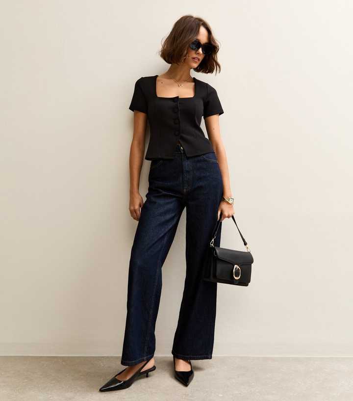 Black Soft Touch Square Neck Top