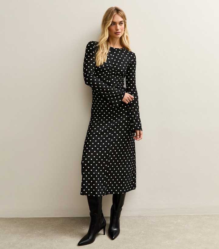 black long sleeve polka dot dress Ruched Midi Is The Dress blue 128 cm (50.5) 3XL Color:Silver Sage maxi cocktail & party dresses