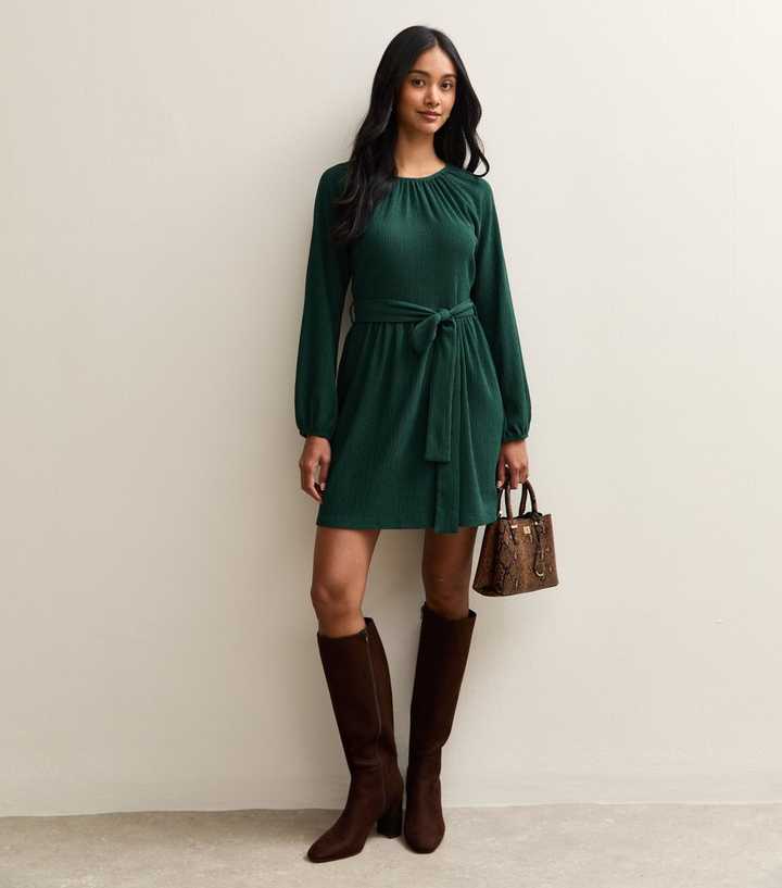 green emerald velvet dress Dark Green Jersey Strapless Mermaid Slit Simple Prom Evening Dress main image 1